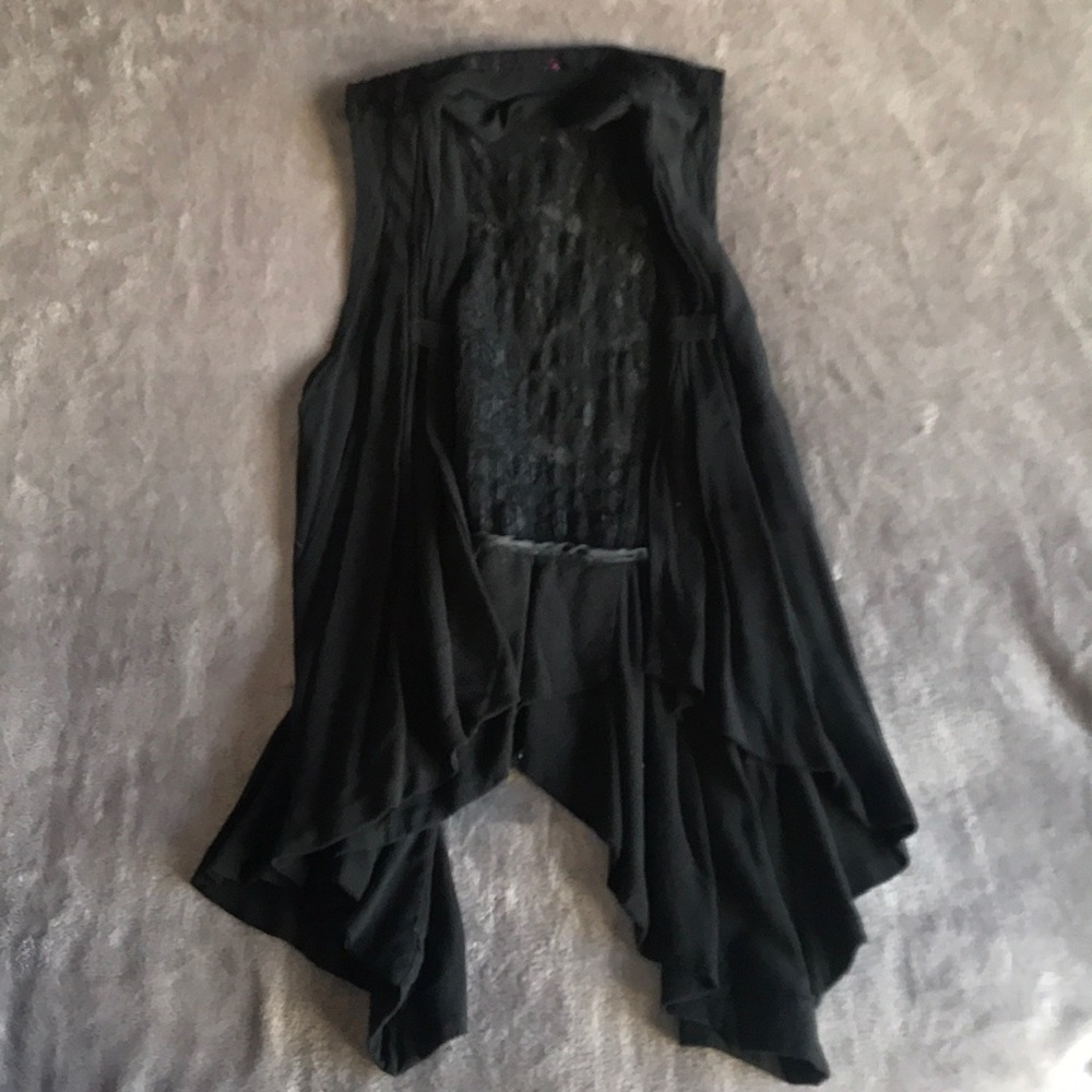 Flowy High/Low Vest with Laced Back